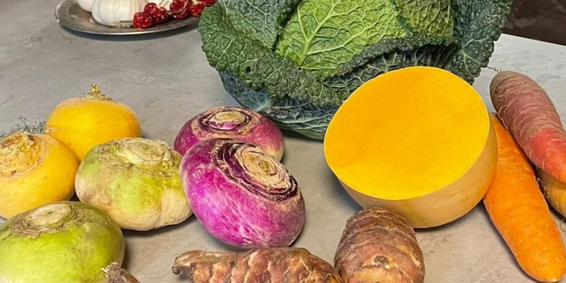 Légumes de saison à la Maison du Chevalier des Huttes à Vic sur Cère